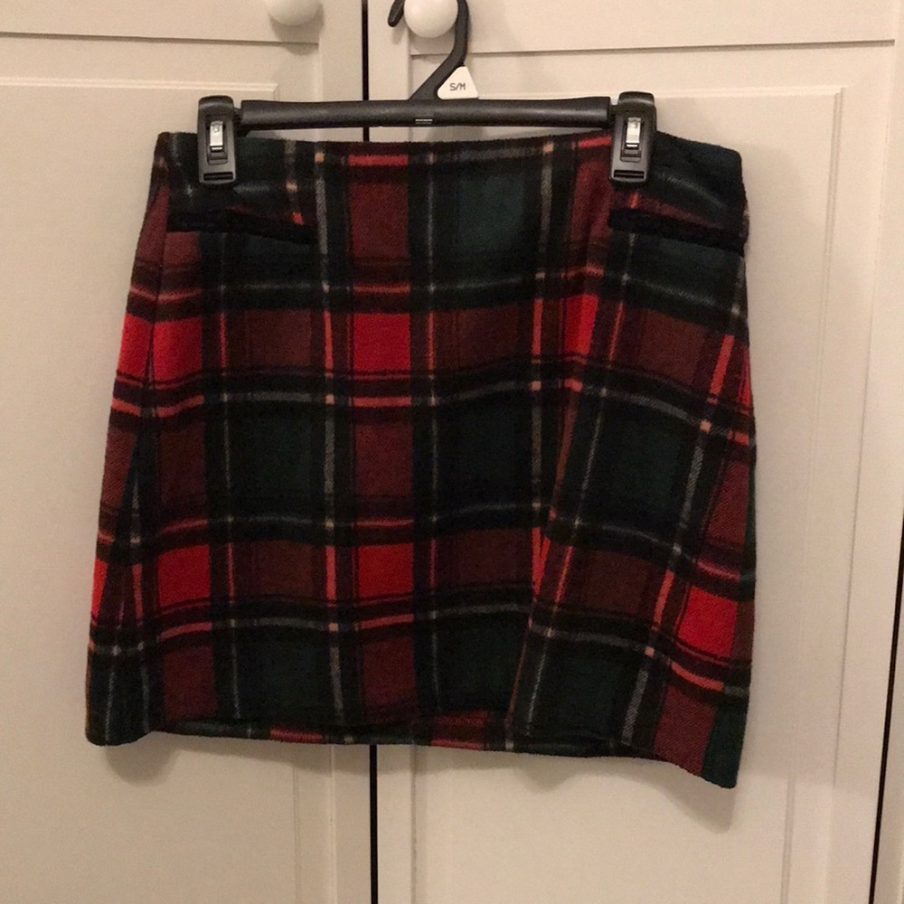 Red and green plaid mini skirt